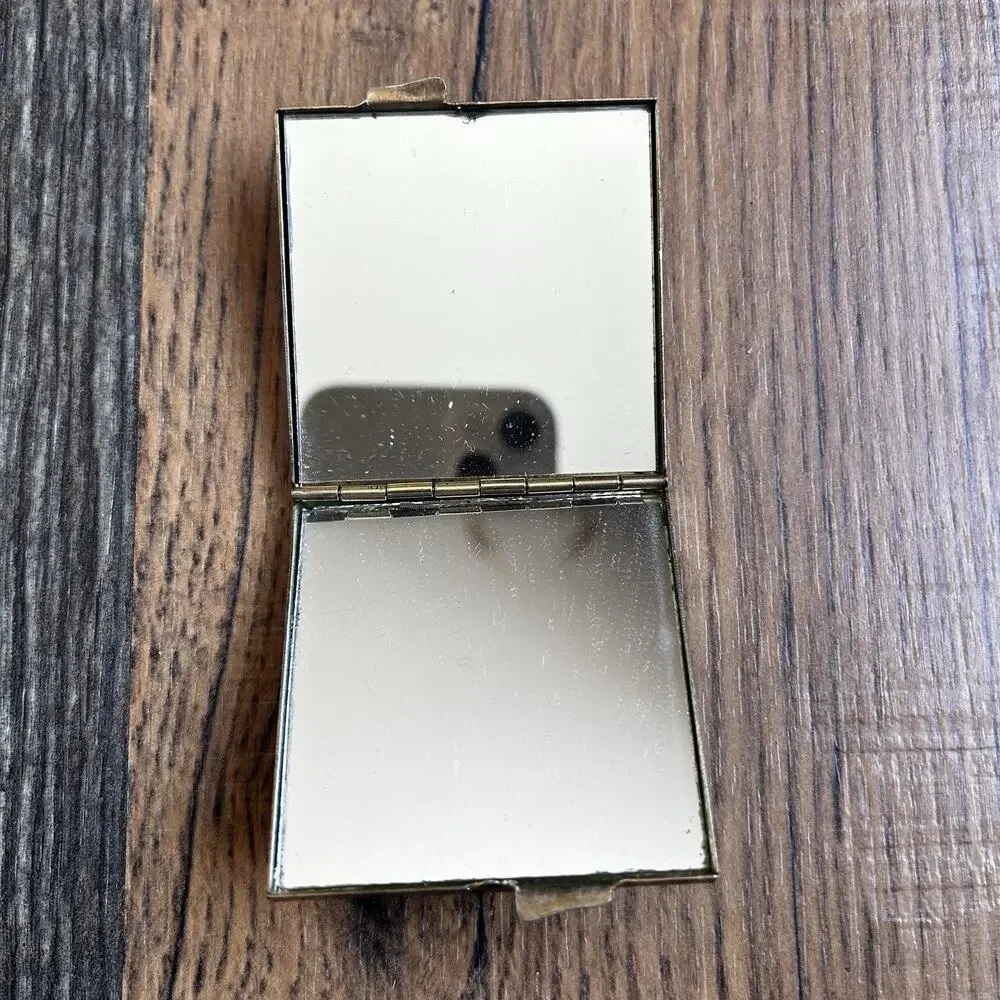 Vintage Ballerina Compact Mirror Gold‎ Tone Double Mirror Purse Compact Vanity